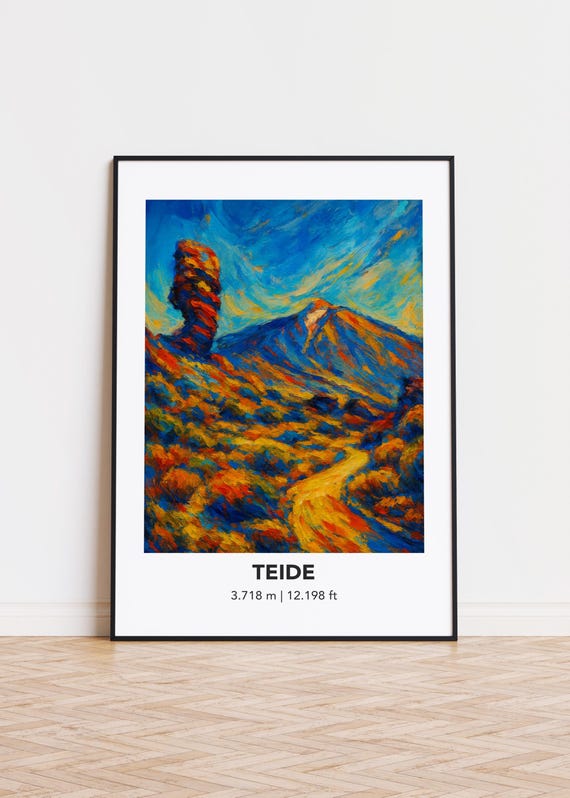 Teide Poster Mountain Print Modern Oil Painting Style Art