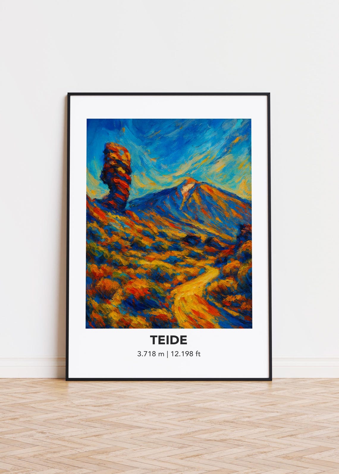 Mount Teide Tenerife Peak Elevation Modern Oil Painting Travel Poster