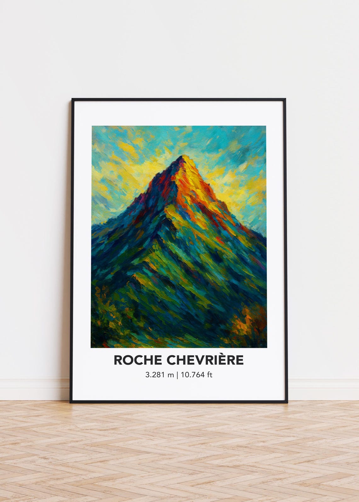 Roche Chevriere Sharp Summit Bold Oil Painting Mountain Poster