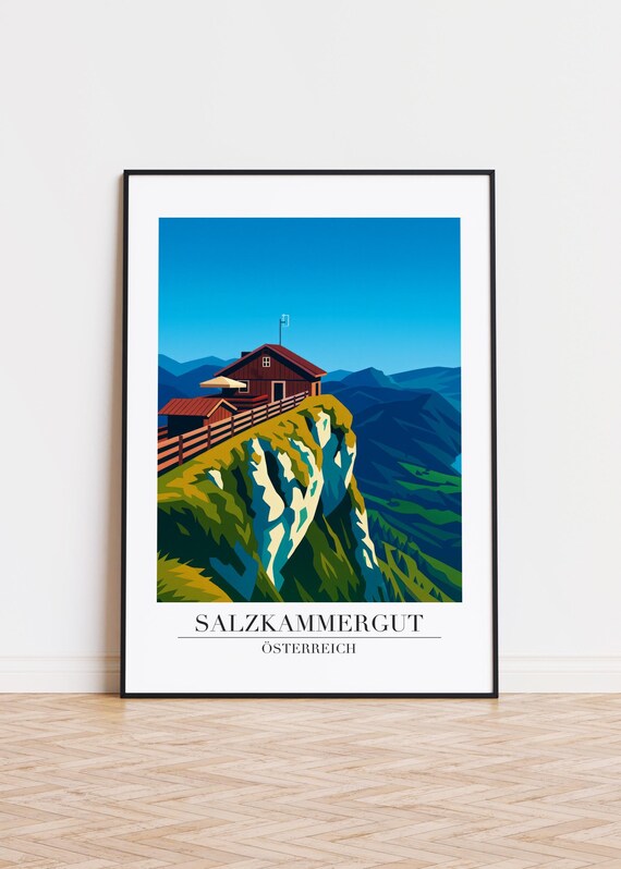 Salzkammergut Austria Alpine Mountain Chalet Scenic Travel Poster