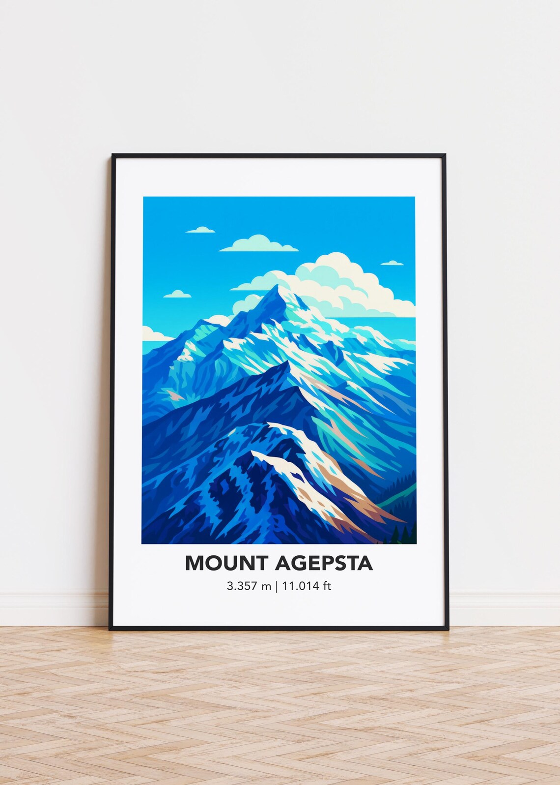 Mount Agepsta Poster Print, Mountain Illustration