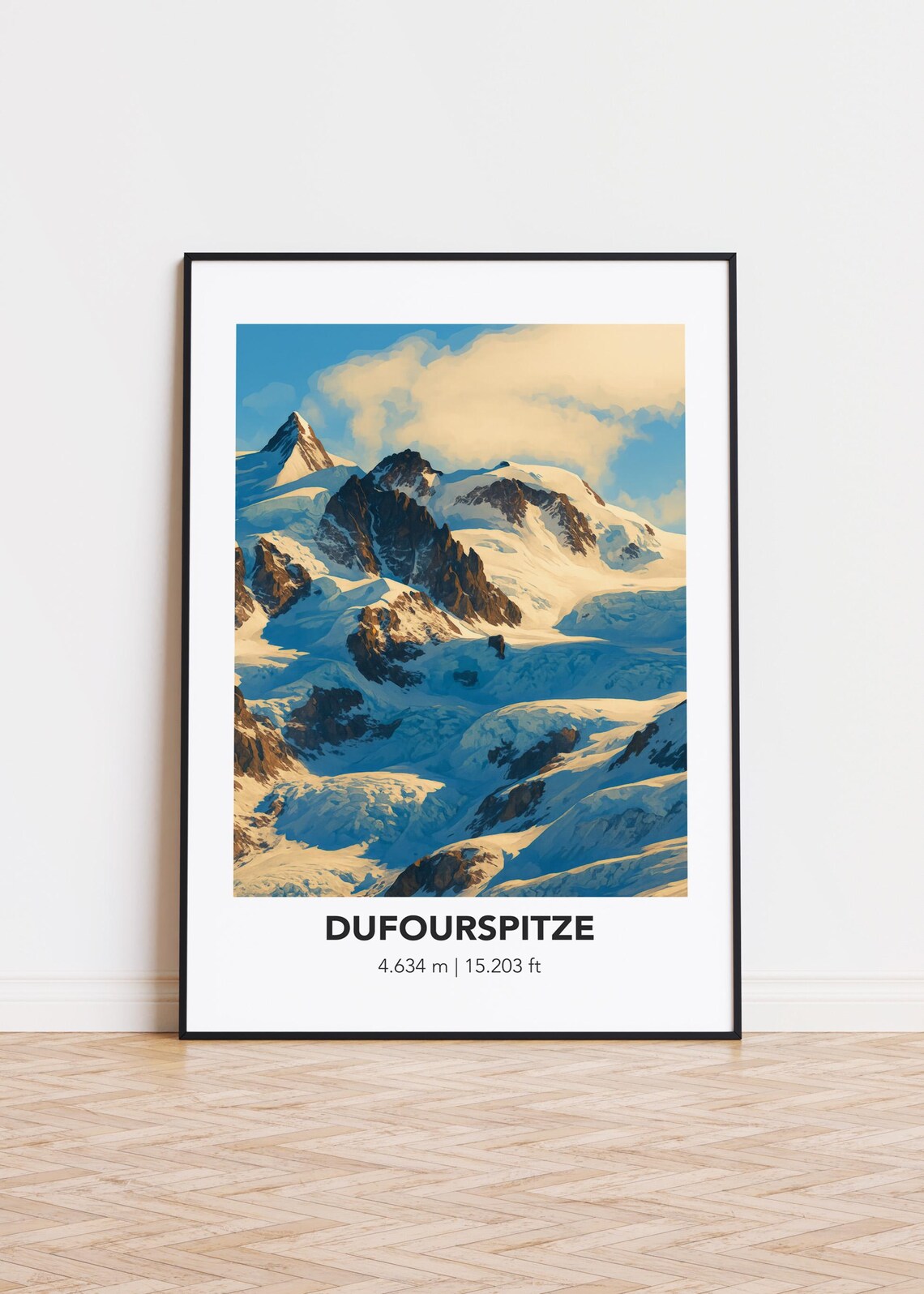 Dufourspitze Mountain Art Print, Swiss Alps