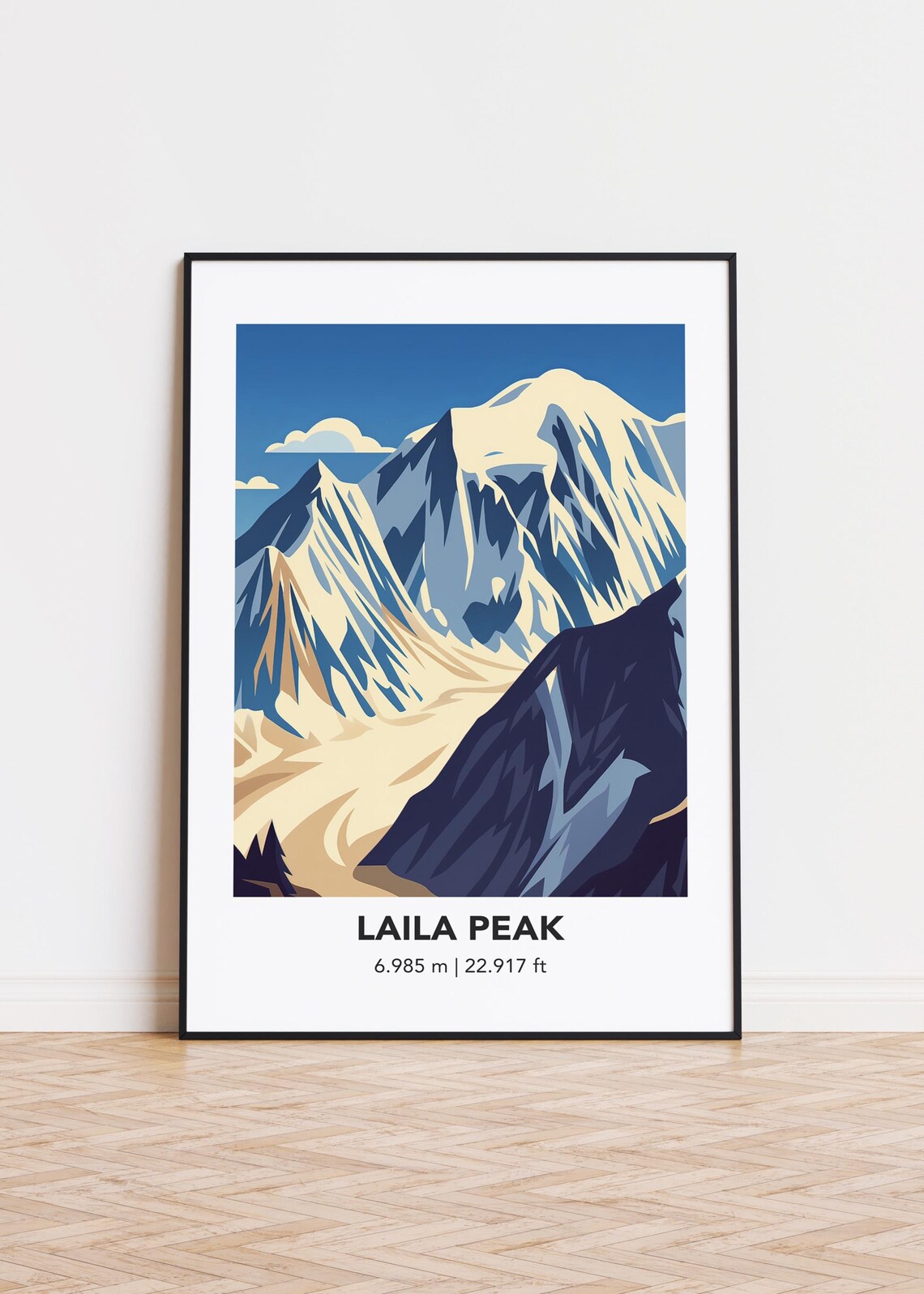 Laila Peak Illustration Poster, Mountain Landscape