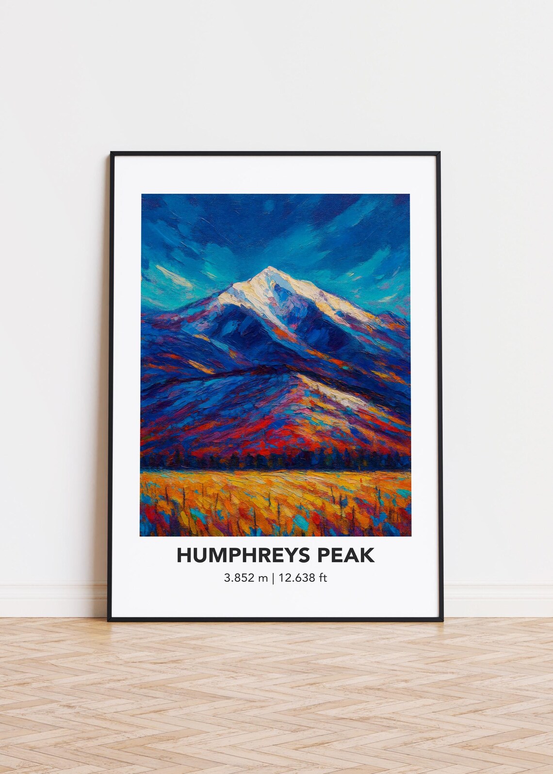 Humphreys Peak Poster Snowcapped Mountain Colorful Oil Painting
