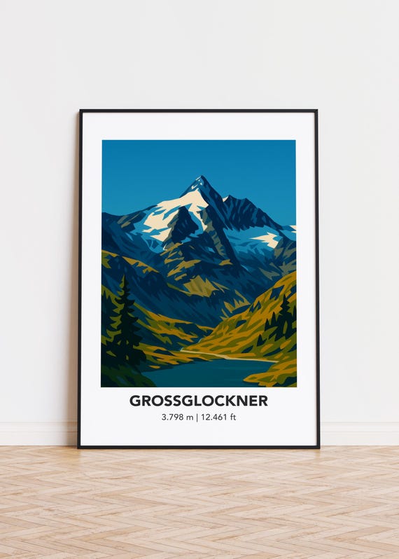 Grossglockner Mountain Art Print Modern Minimalist Illustration