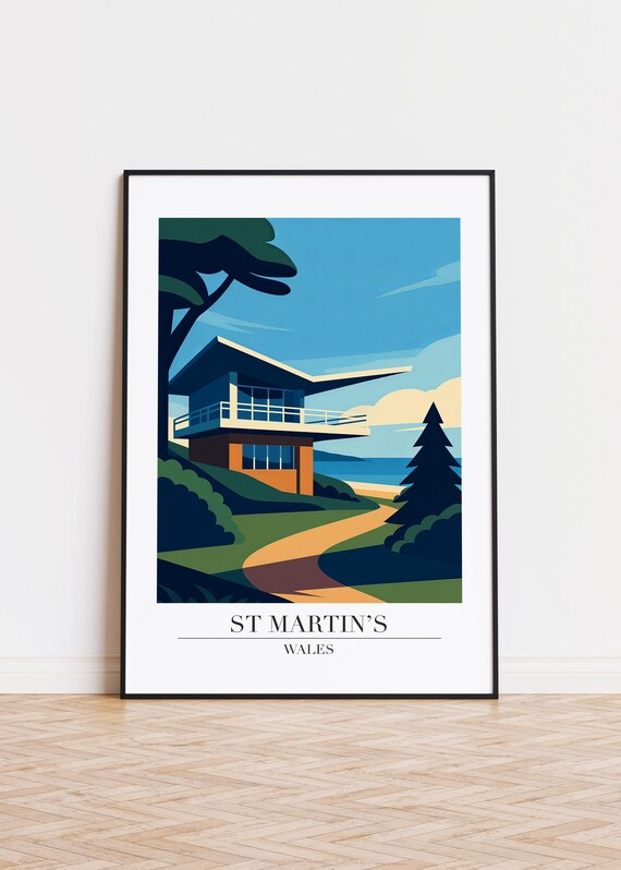 St Martins Wales Poster Modern Illustration Art Print