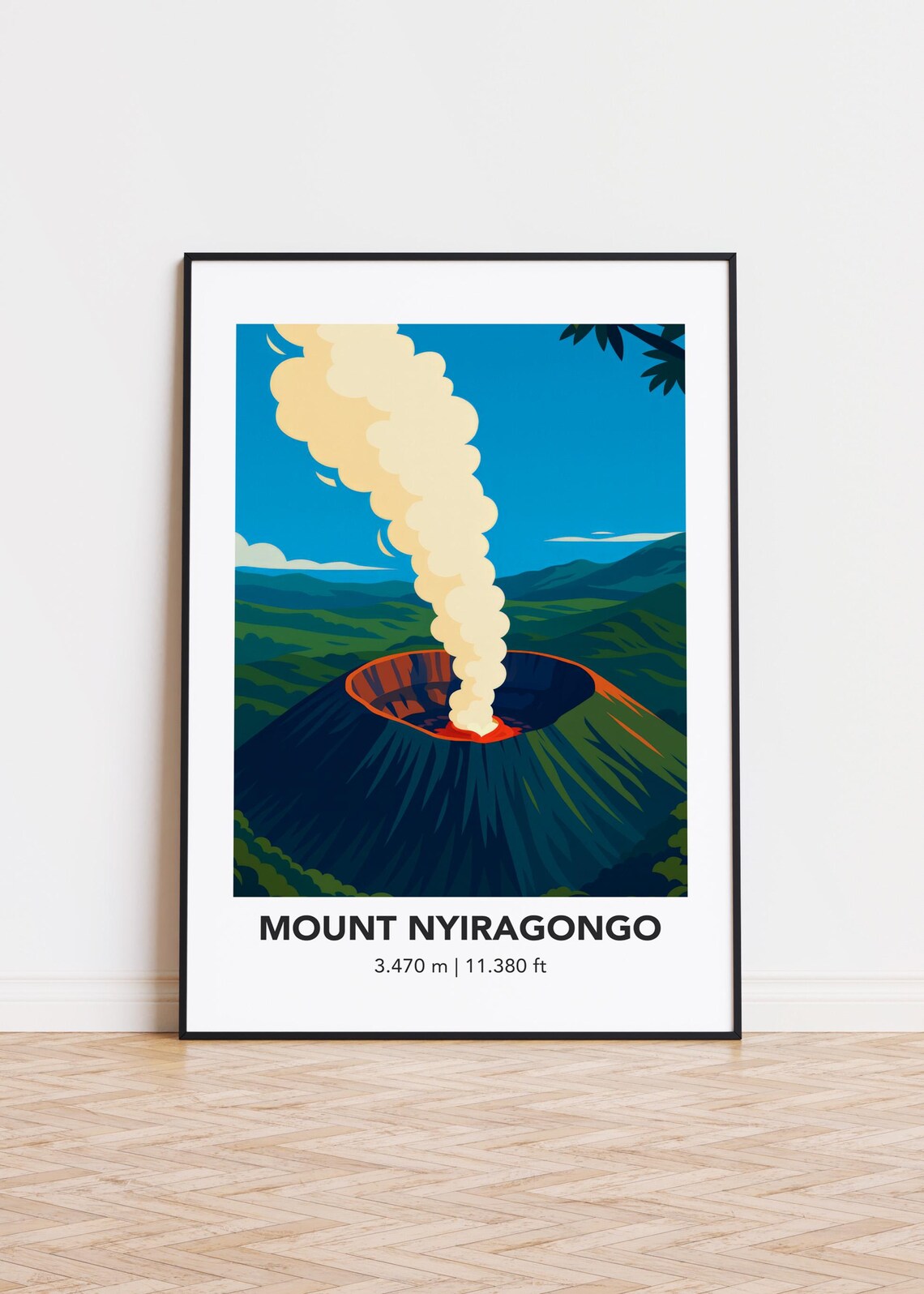 Mount Nyiragongo Modern Mountain Illustration Art Print