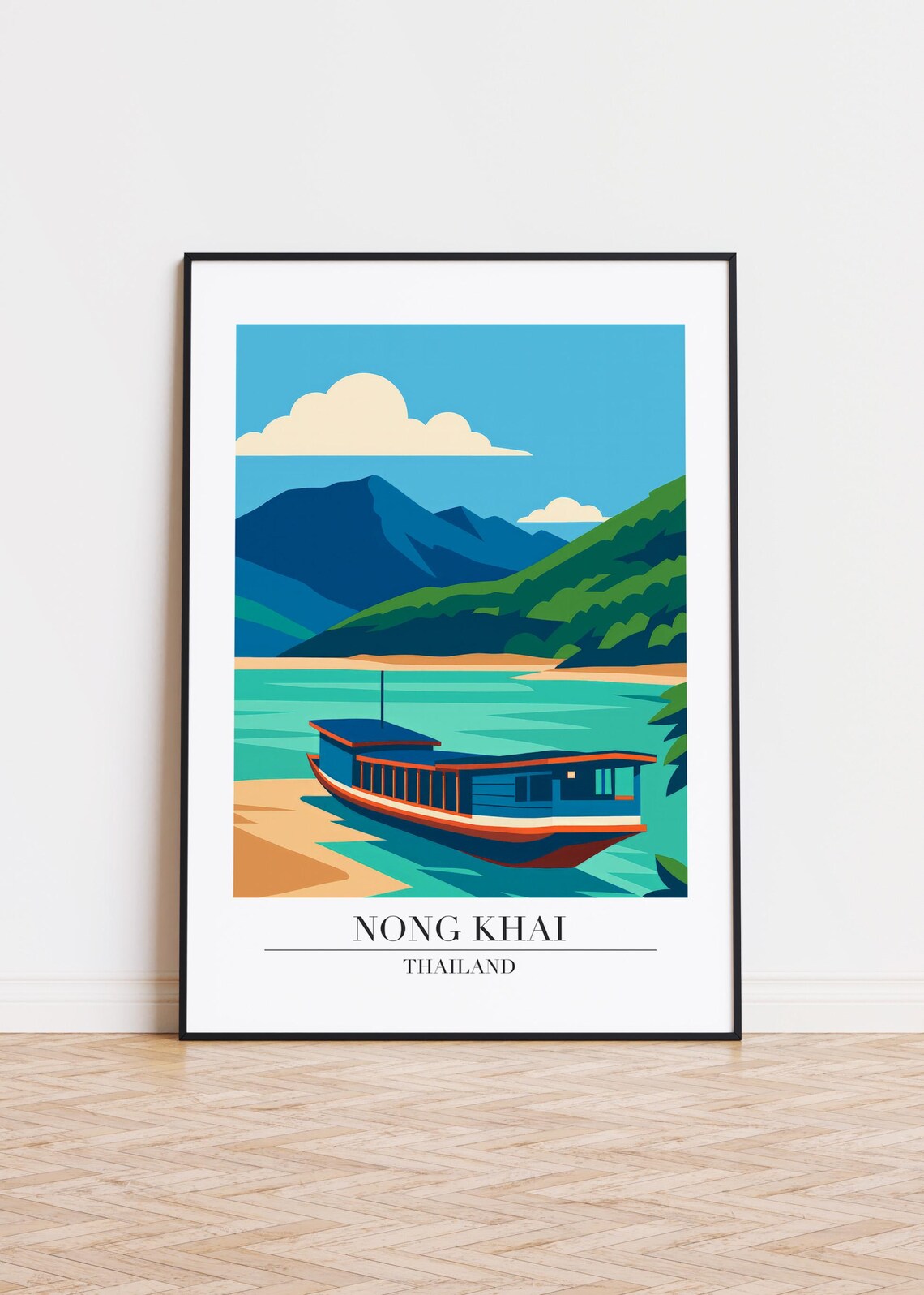 Nong Khai Cityscape, Modern Travel Poster