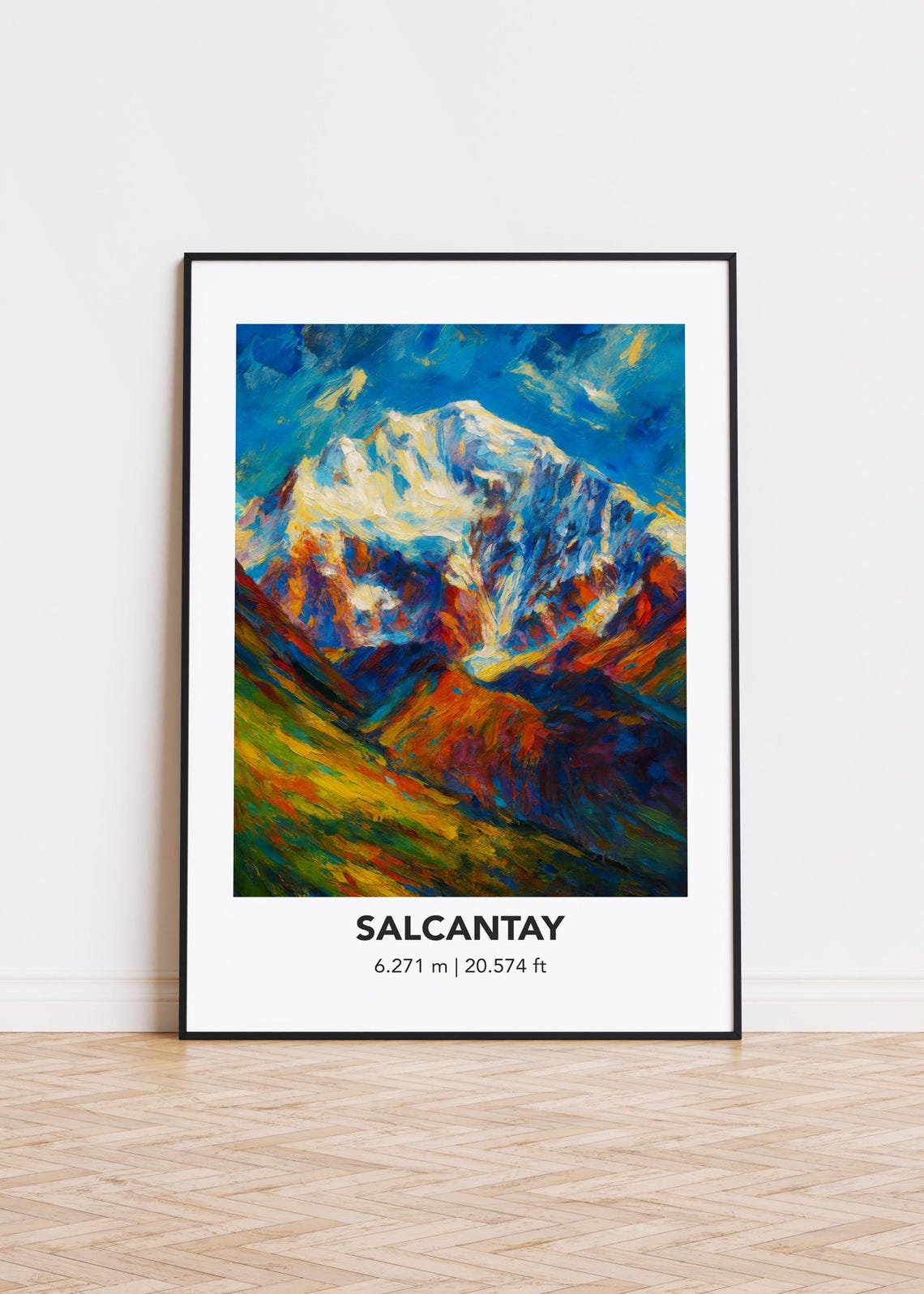 Salcantay Glacier Peak Bold Brush Modern Oil Painting Style Poster