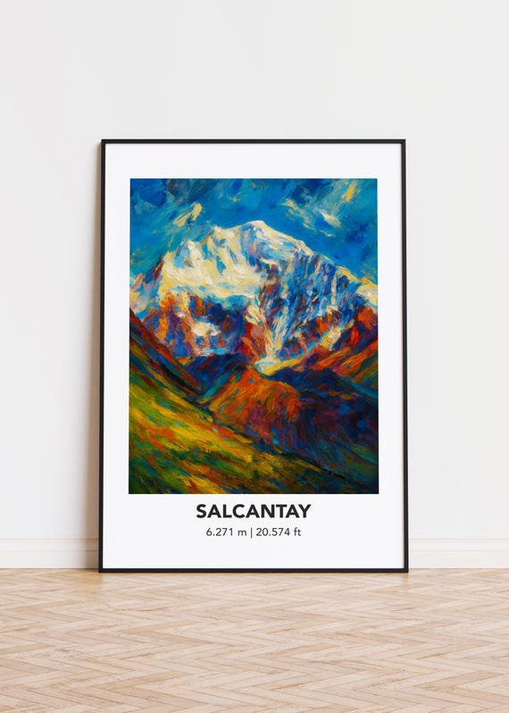Salcantay Poster Mountain Print Modern Oil Painting Style Art