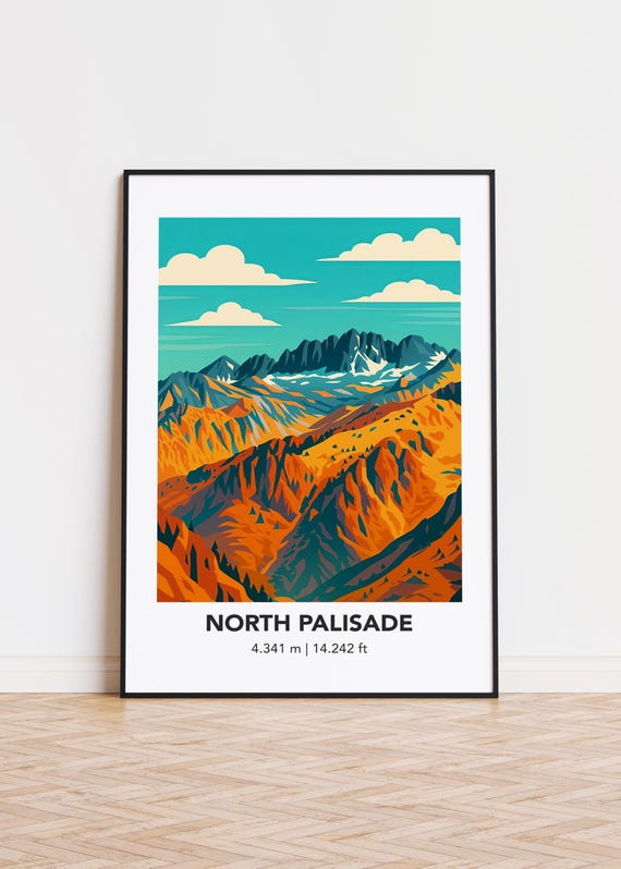 North Palisade Mountain Art Print Modern Minimalist Poster