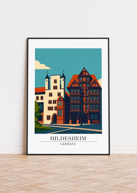 Hildesheim Germany Old Town Towers Historic Travel Art Poster