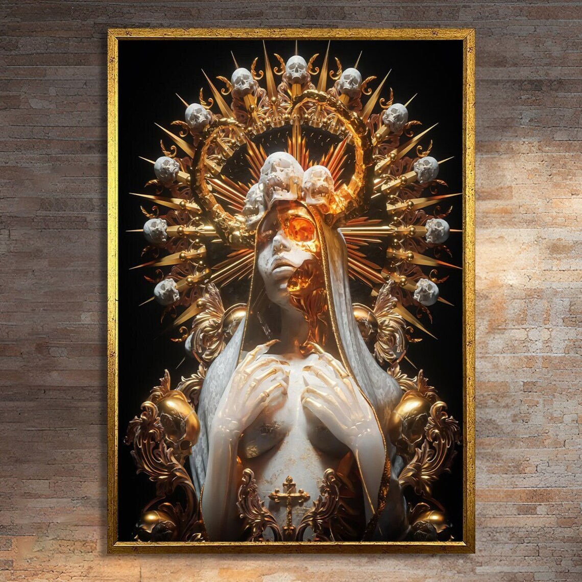 Divine Golden Lady, Surreal Luxury Art Print