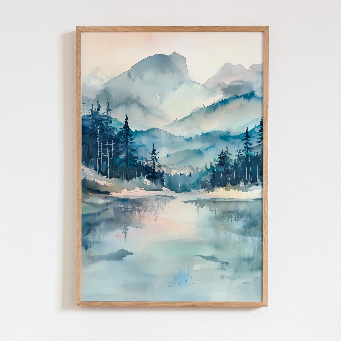 Rocky Mountains Dreamy Lake Reflection Wall Art Print