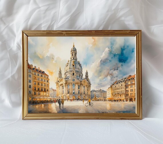 Dresden Frauenkirche Watercolor Old Town Square Church Germany Poster