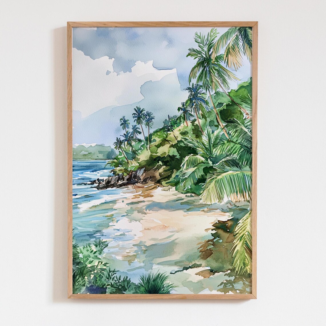 Costa Rica Palm Trees Watercolor Travel Poster
