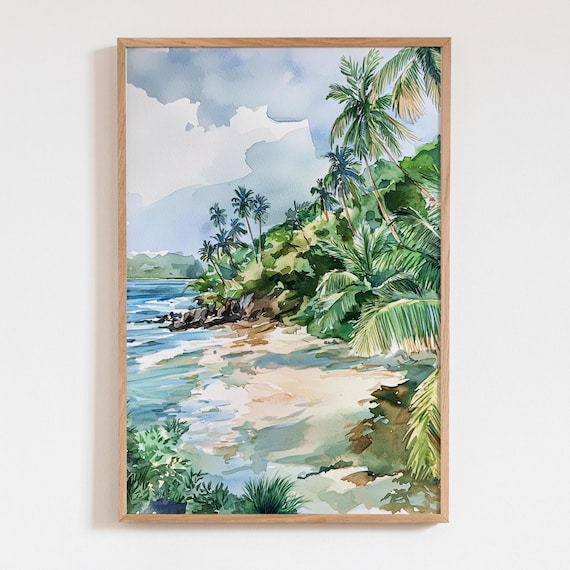 Costa Rica Palm Trees Watercolor Travel Poster