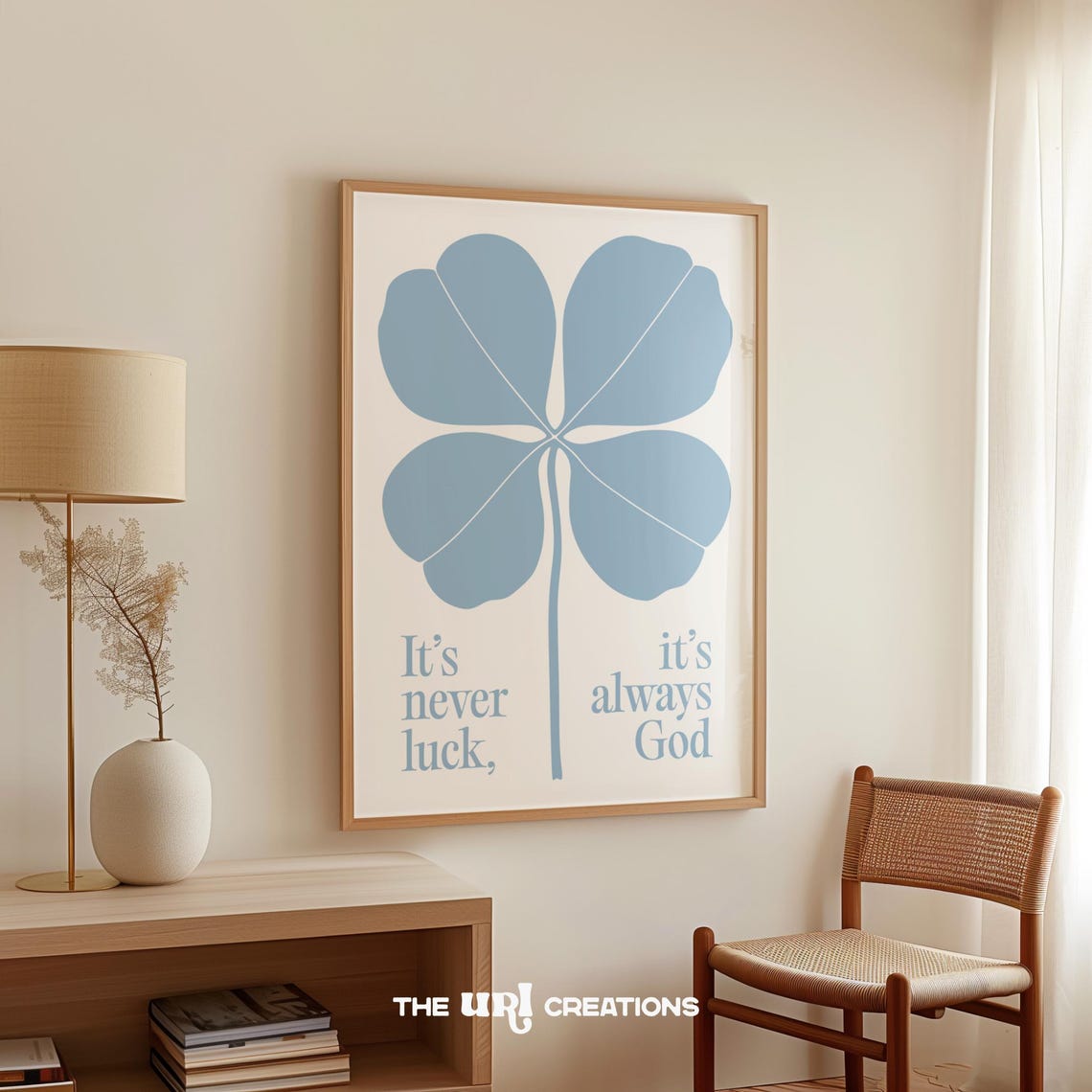 Blue Christian Wall Art Print Bible Verse Wall Art Light Blue Scripture Prints Aesthetic Dorm Room Decor Biblical Quote Poster - Image 3
