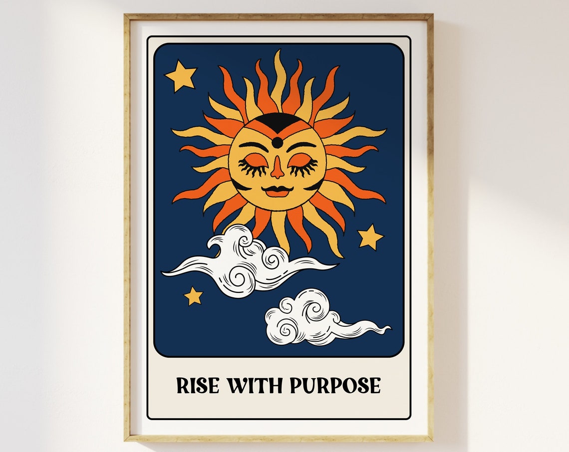 Sun Rise With Purpose Tarot-Style Art Print, Retro
