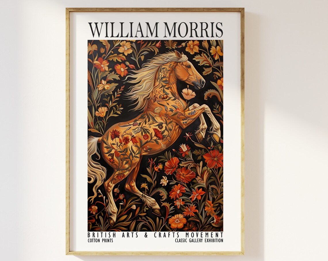 William Morris Golden Horse Floral Autumn Botanical Exhibition Poster