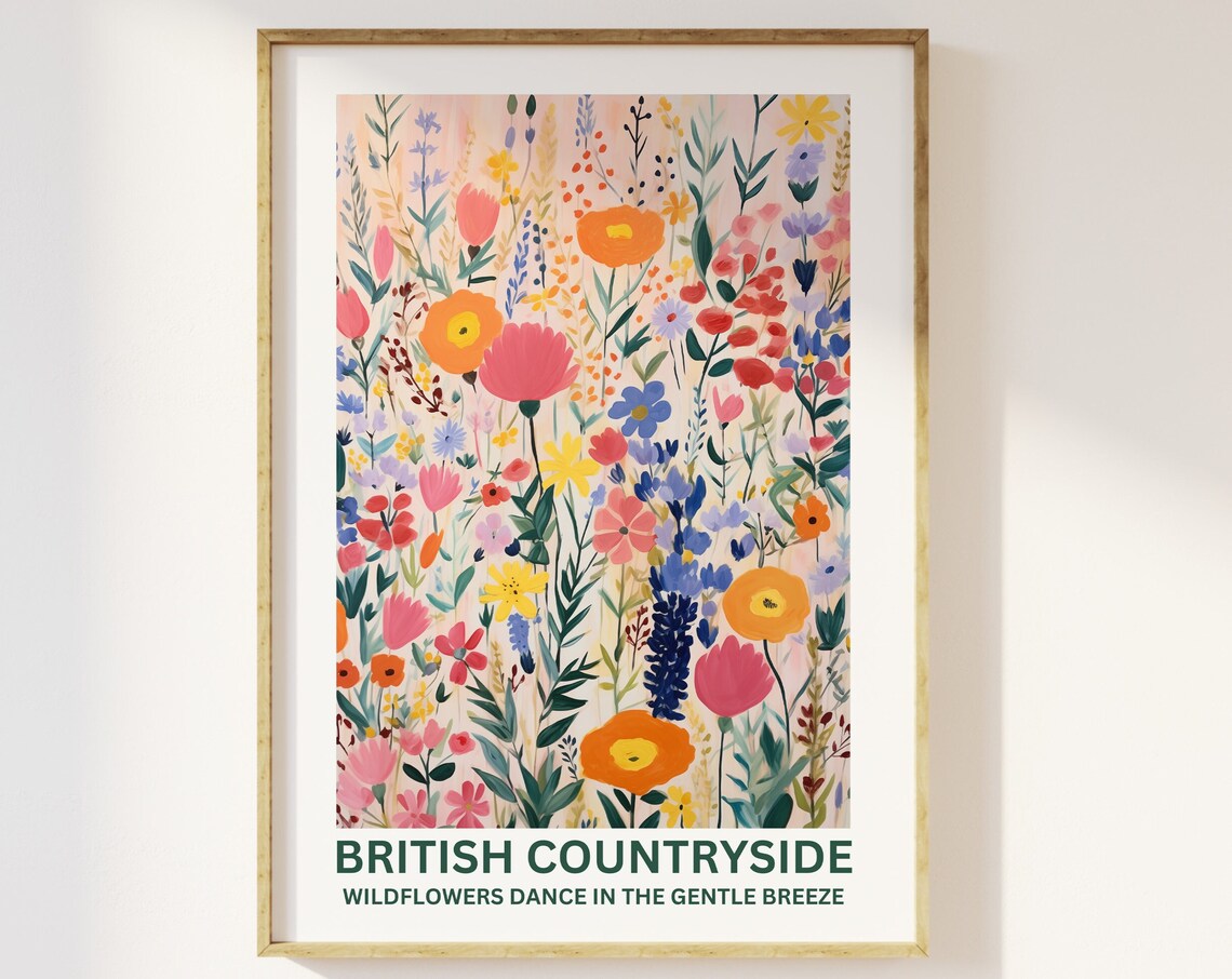 British Countryside Wildflowers Art Print, Botanical