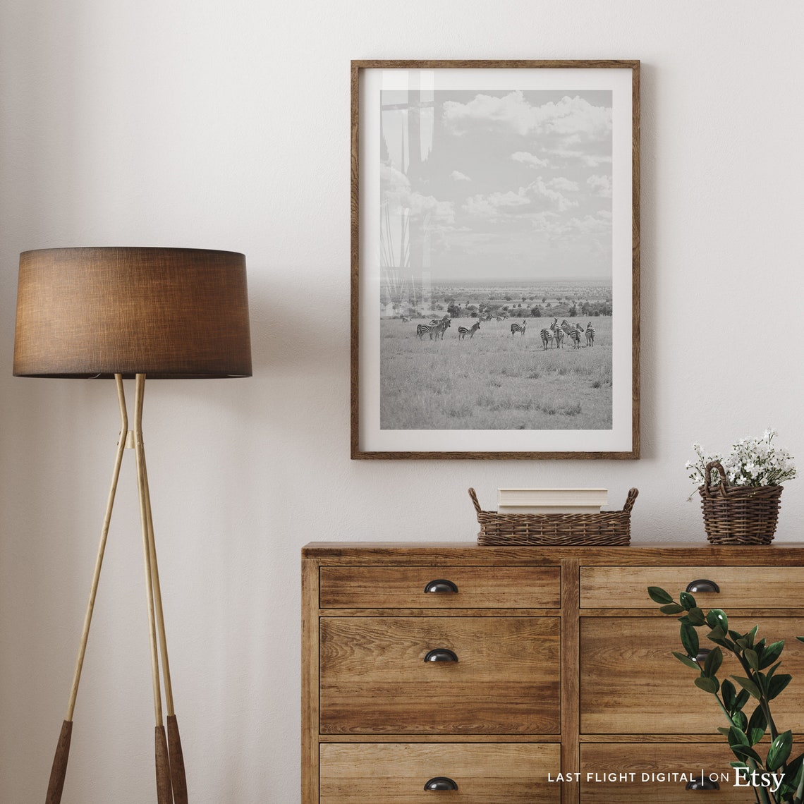 Kenya Nairobi National Park Zebra Herd Black White Wildlife Poster - Image 3