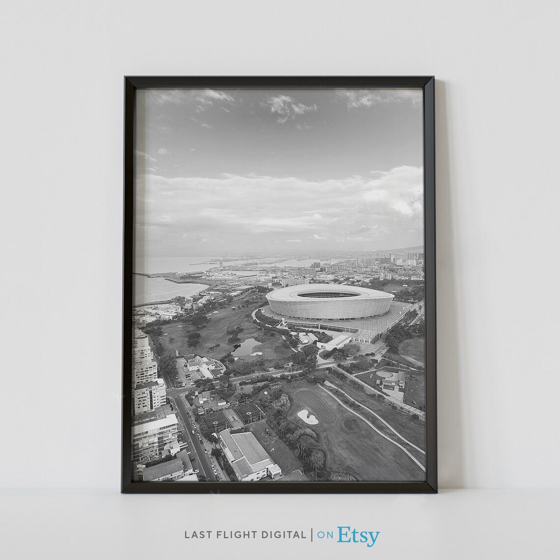 Cape Town Stadium Black White Photography Art Print