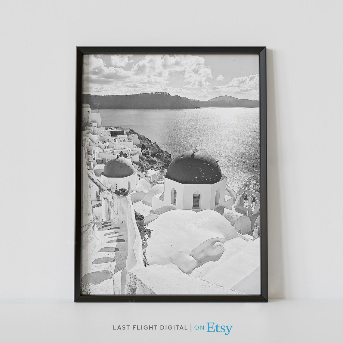 Santorini Blue Domed Churches Caldera Sea View Greece Poster