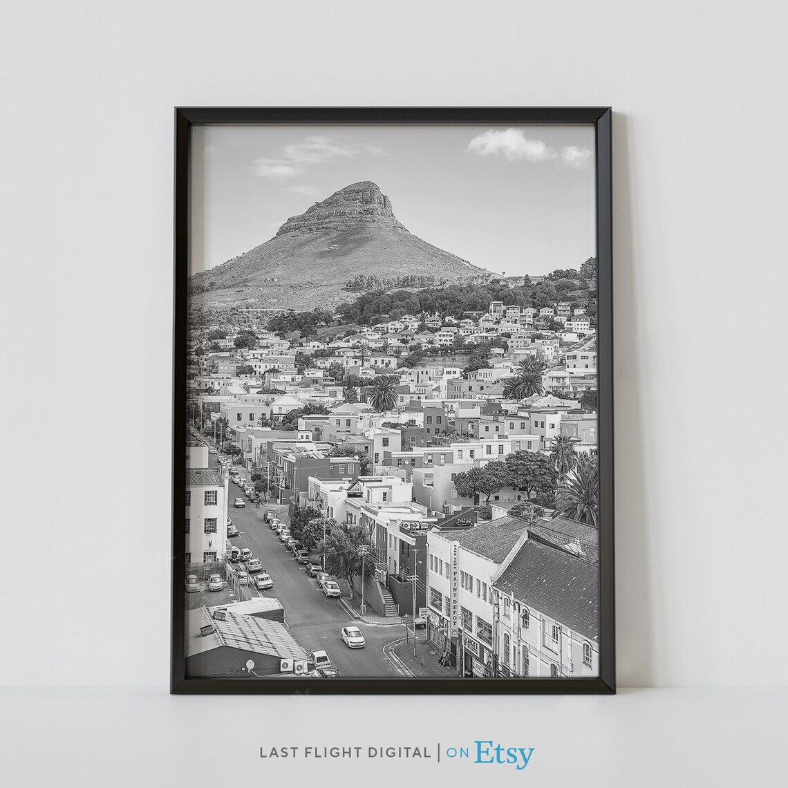 Cape Town South Africa City Street Black and White Photo Poster