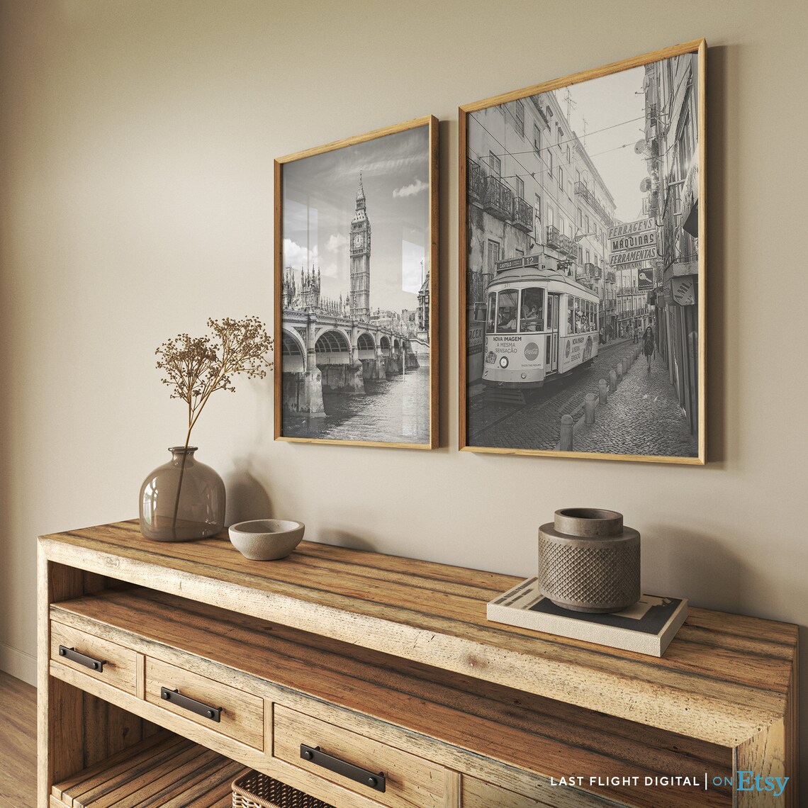 Lisbon Portugal Classic Yellow Tram Route 12 Black White Poster - Image 4