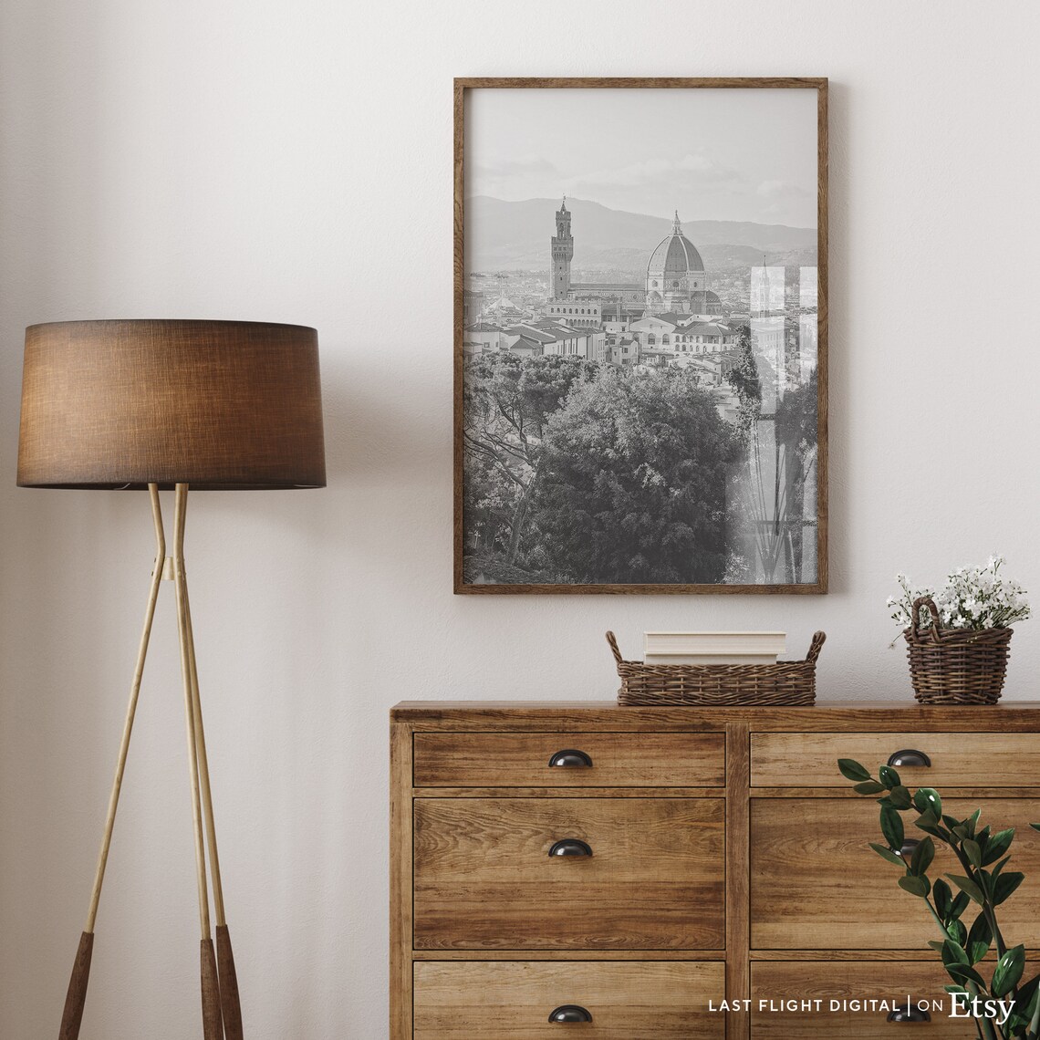 Florence, Italy Cityscape Poster, Black And White - Image 3