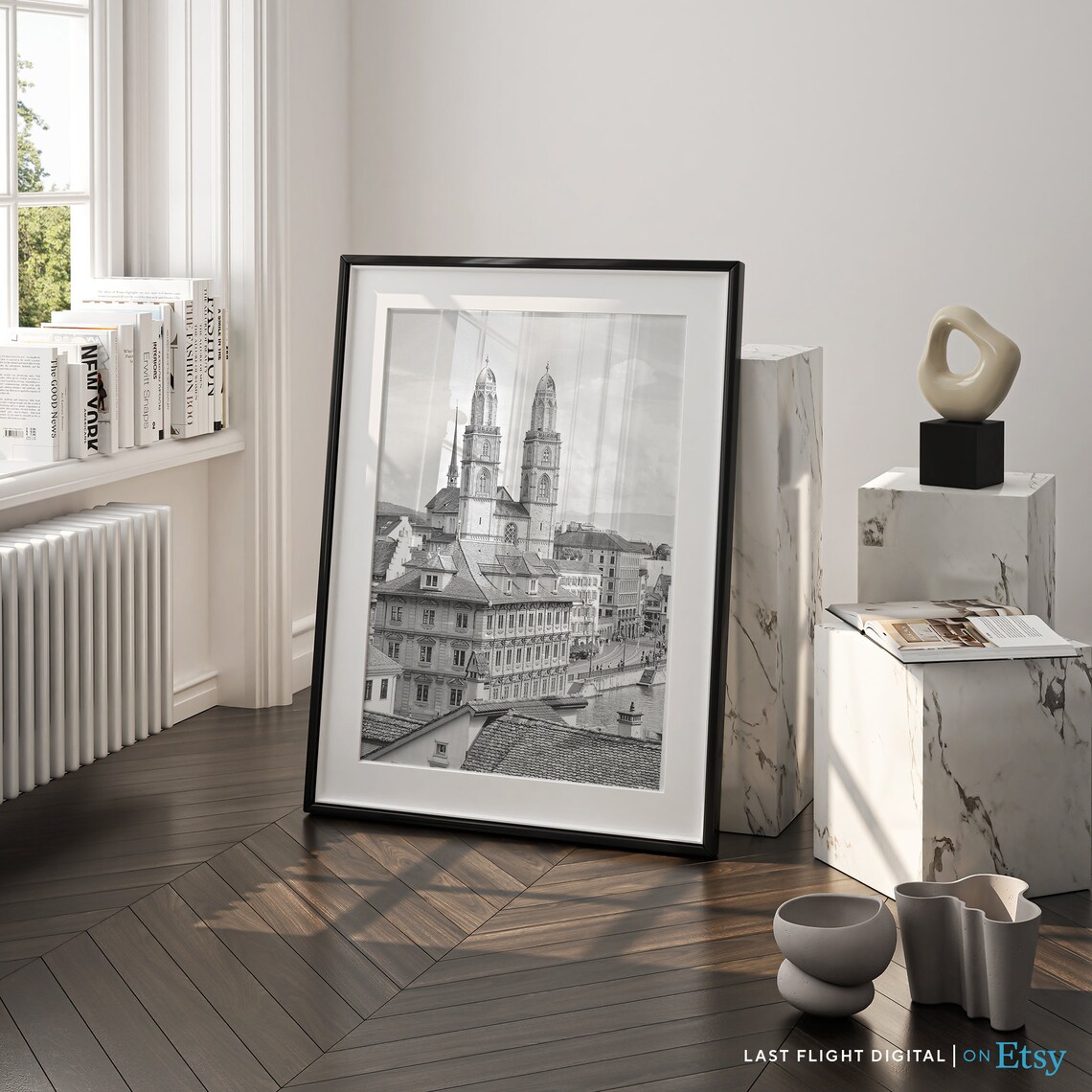 Switzerland Print Zurich Poster Zurich Print Great Minster Grossmunster Switzerland Wall Art Black White Photography Europe Swiss Art - Image 4