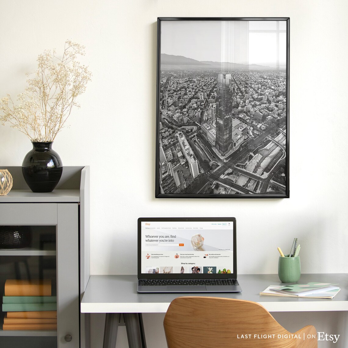 Santiago Chile Black and White Travel Poster - Image 3