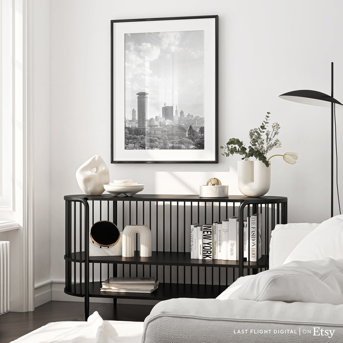 Nairobi Kenya Business District Skyline Black And White City Poster - Image 2