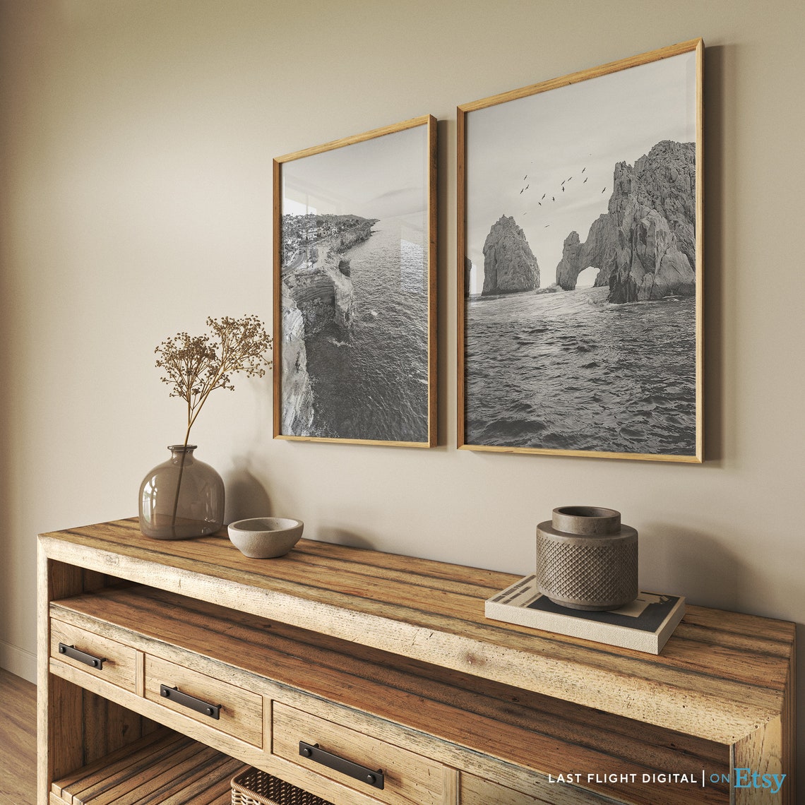Cabo San Lucas El Arco Rock Arch Ocean Black And White Photo Poster - Image 4