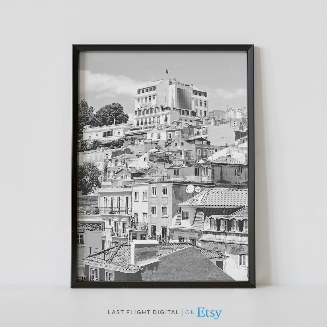Portugal Poster Lisbon Poster Town Aerial Portugal Art Lisbon Print Portugal Print Black White Photography Downtown Commerce Square