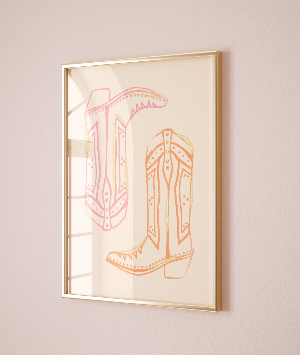 Pink And Orange Cowgirl Poster, Girly Dorm Decor