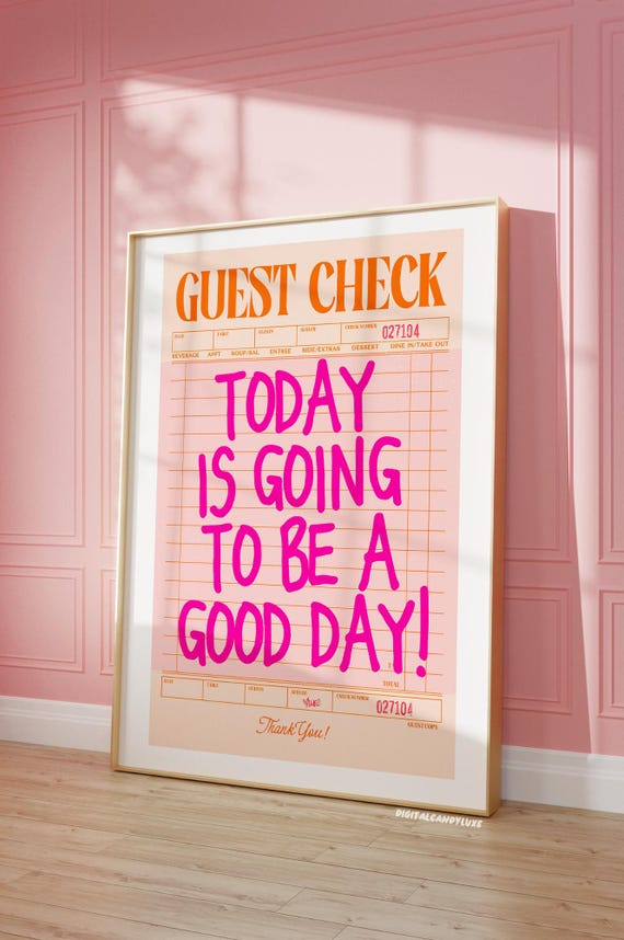 Pink and Orange Guest Check Trendy Art Print