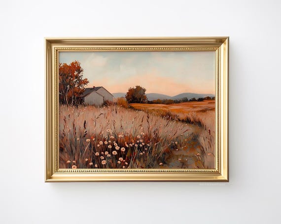 Vintage Wall Art Prints Landscape Painting Farmhouse Wall Print Prints Art Neutral Moody Wall Decor Vintage Printables