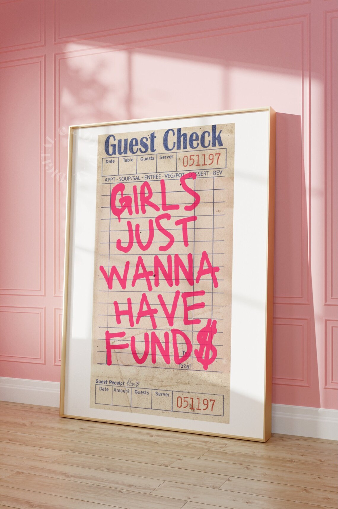 Guest Check Retro Preppy Bar Cart Art Print