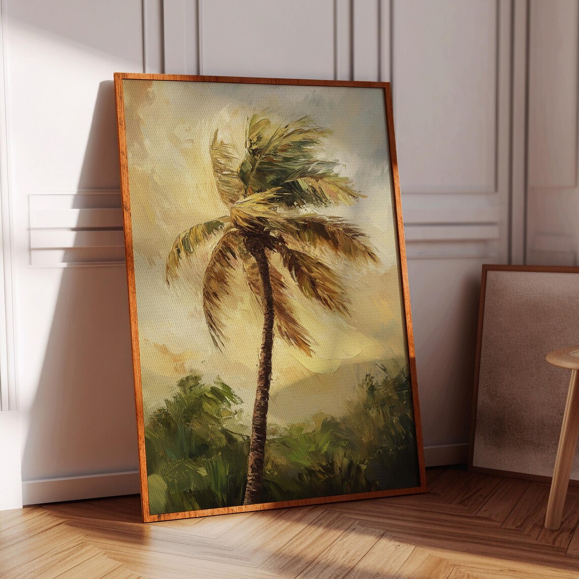 Tropical Palm Tree Art Print, Golden Sunset Beach