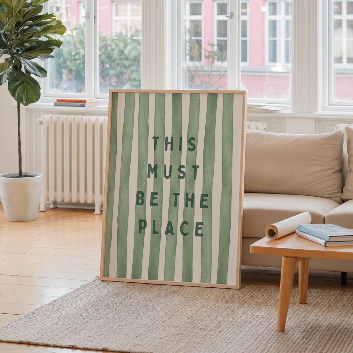 This Must Be The Place Print Sage Green Wall Art Positive Saying Poster Coquette Dorm Room Decor Affirmation Quote Gift Physical