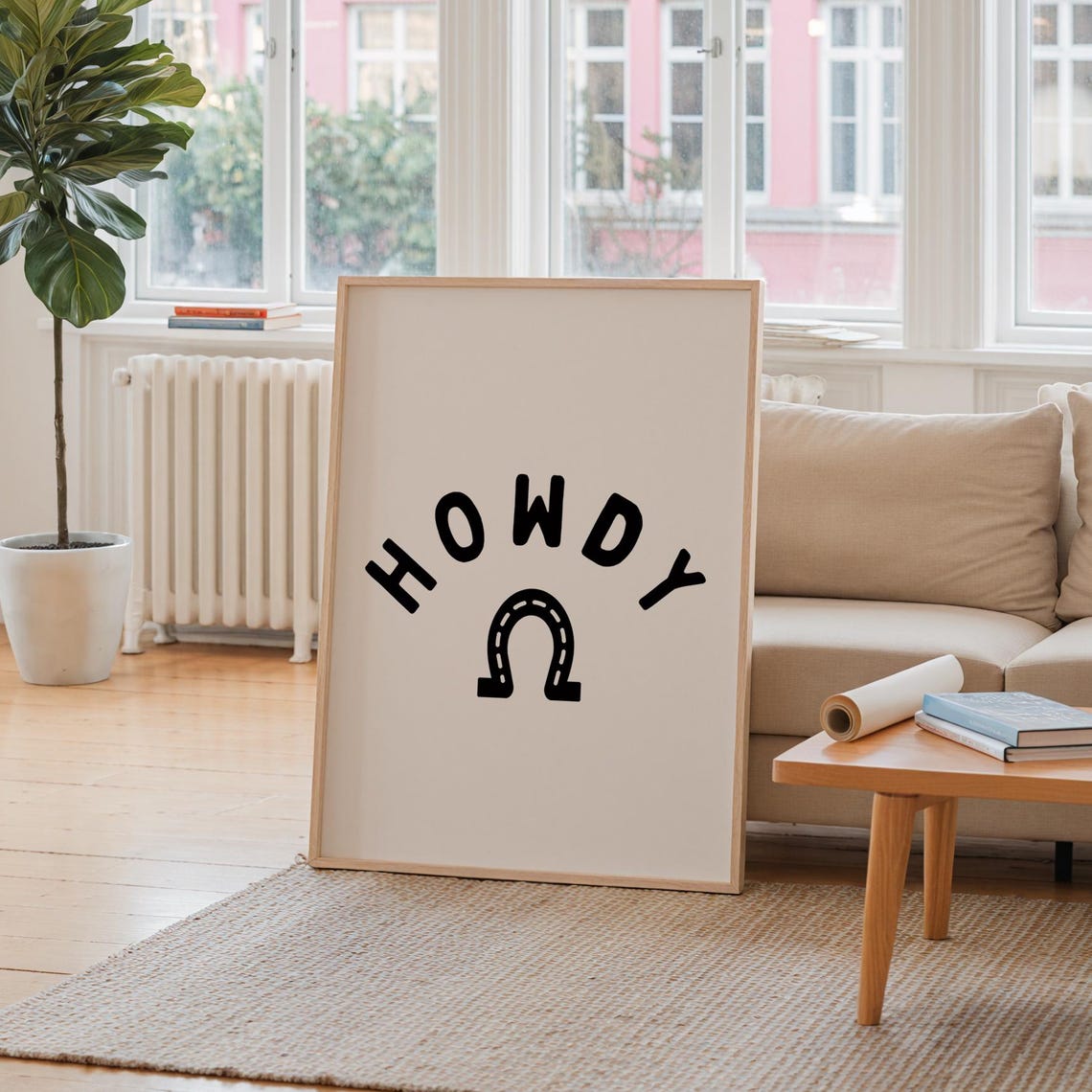 Howdy Horseshoe Typography Western Welcome Farmhouse Wall Poster - Image 2