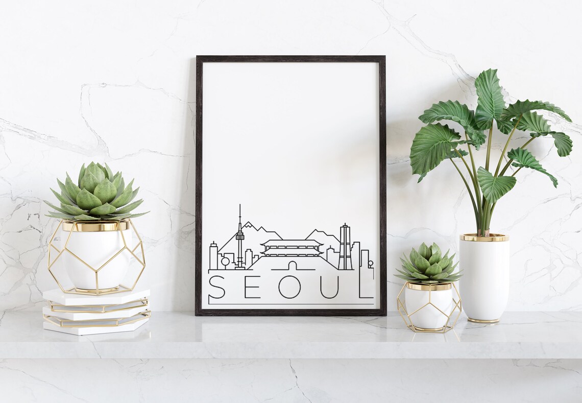 Seoul South Korea Tower Gate Minimalist Skyline Line Art Poster - Image 2