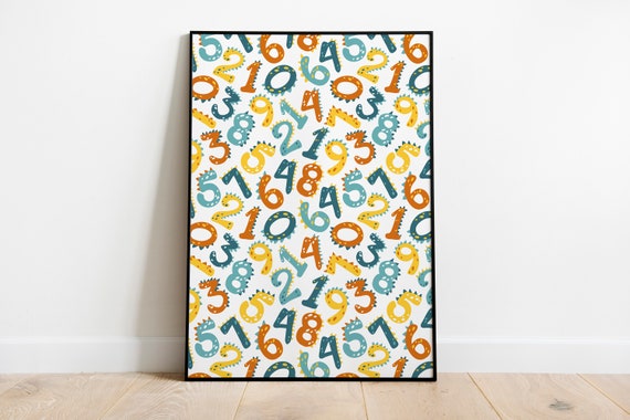 Dinosaur Numbers Print Nursery Playroom Poster Dinosaur Wall Art Nursery Decor Decoration Baby Decor Dino Print