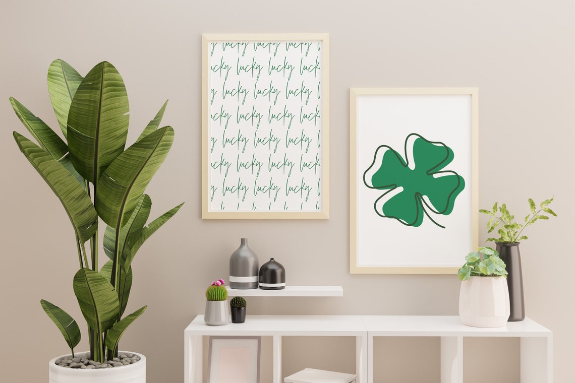 Lucky Green Script Repeating Pattern St Patricks Day Minimalist Print - Image 2