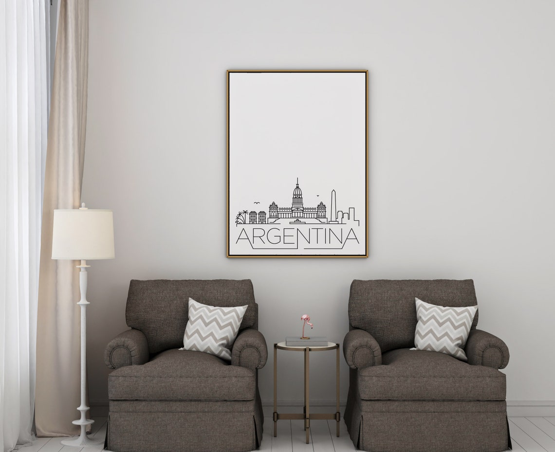 Argentina Buenos Aires Obelisk Dome Minimalist Skyline Line Art Poster - Image 2
