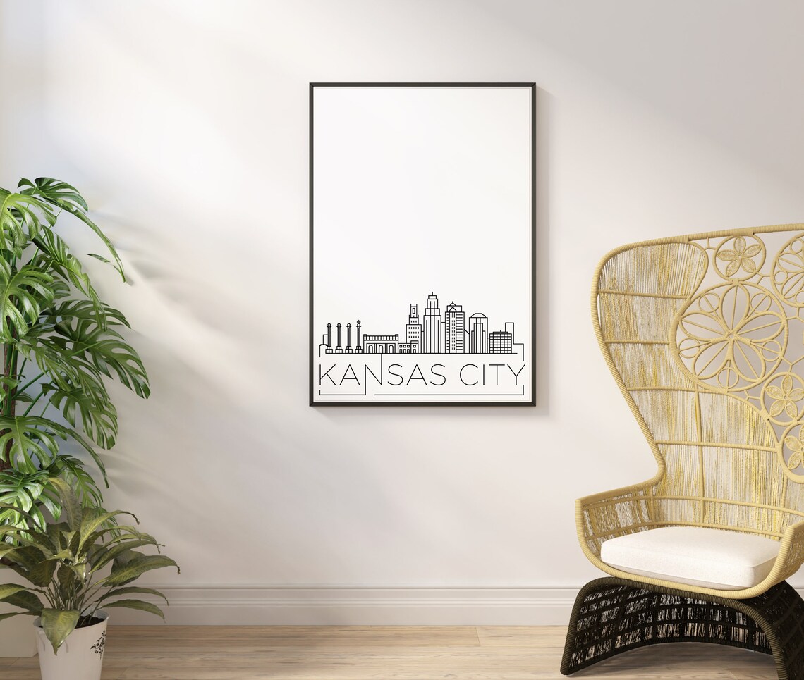 Kansas City Skyline, Black and White Art Print - Image 3