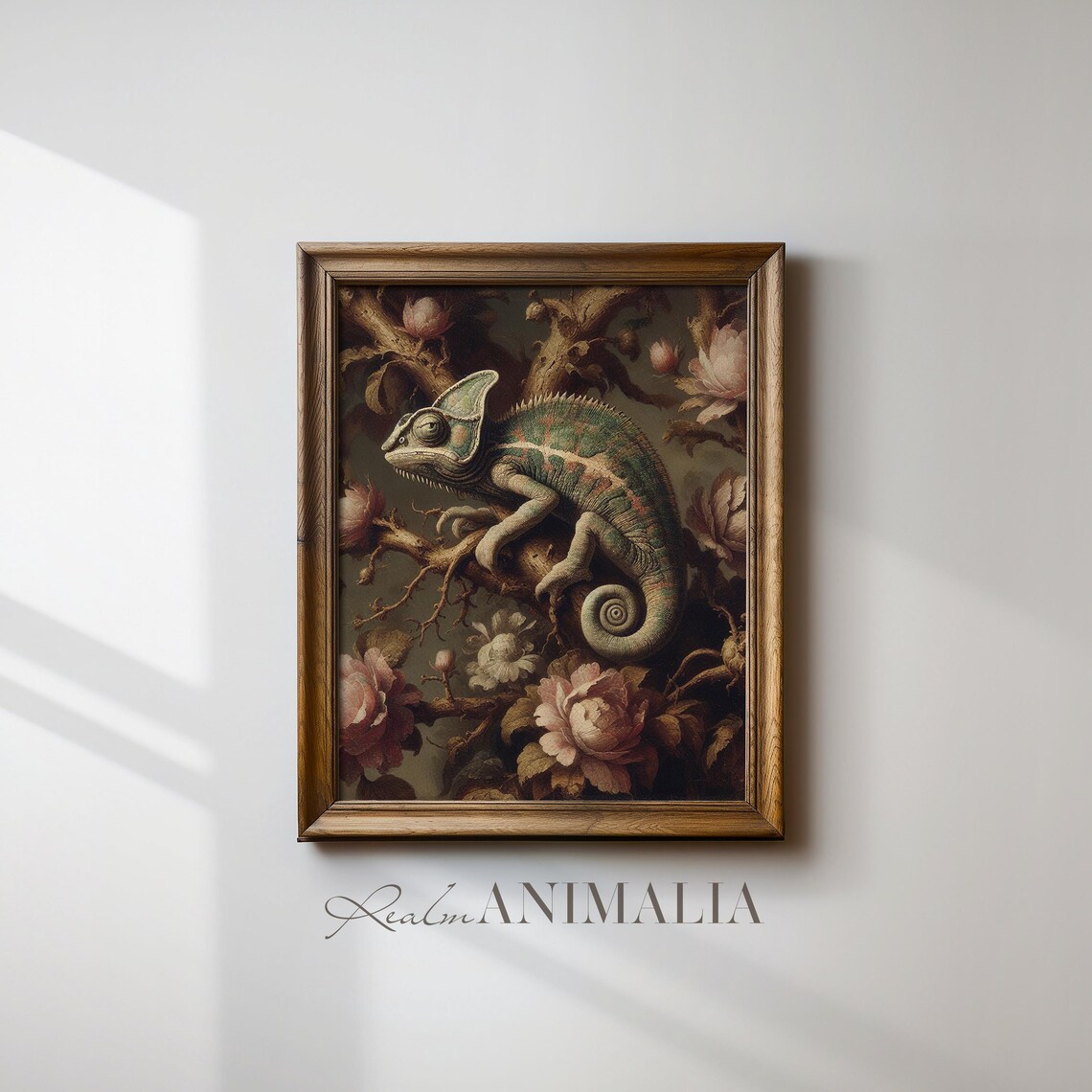 Vintage Chameleon Lizard Art Print, Botanical Decor - Image 4