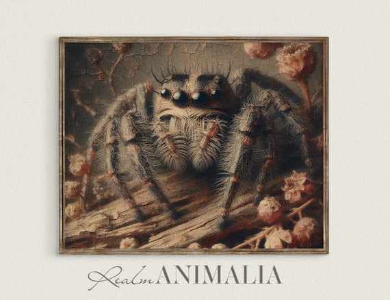 Jumping Spider Painting Jumping Spider Portrait Wall Art Decor Cottagecore Jumping Spider Art Print Sd001